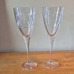 MIKASA JOHANNA GRAWUNDER Signed Set of 2 'Jazz' Crystal Wine Glasses